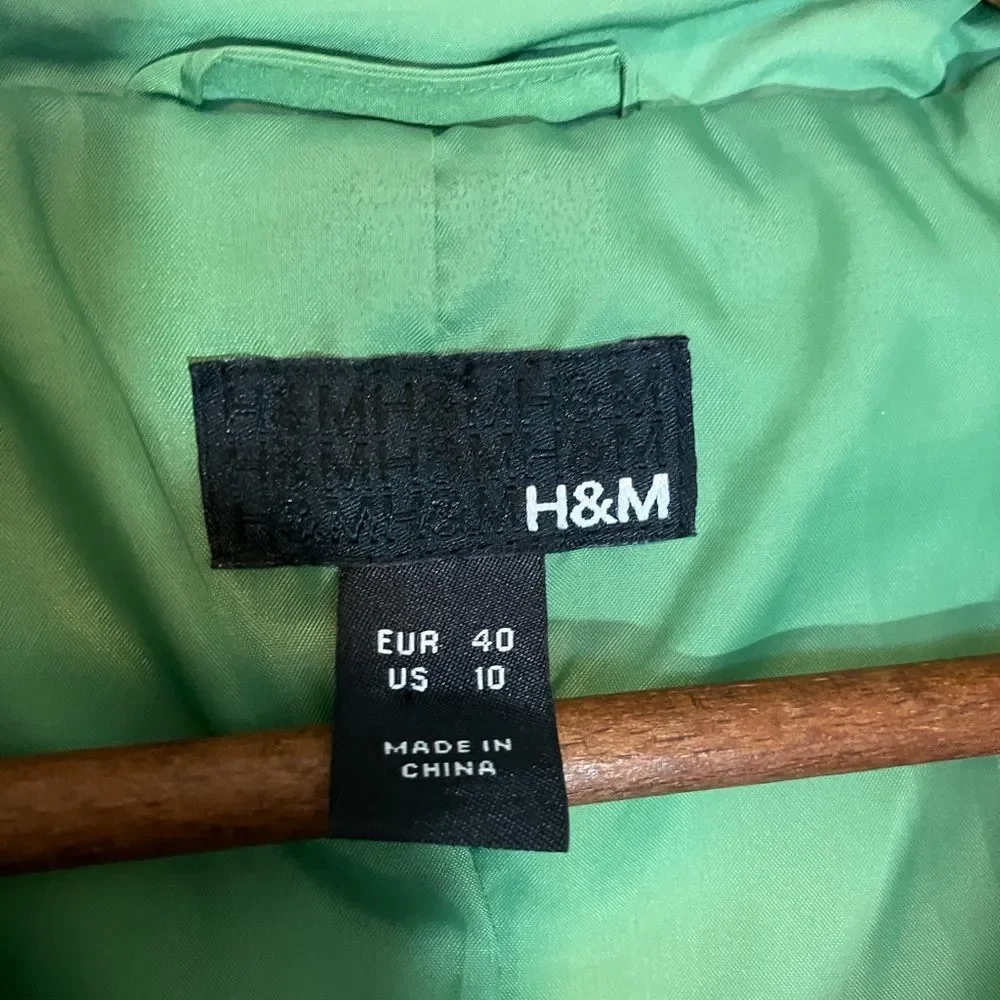 H&M rain jacket, green, pockets, size 10, excellent condition - Picture 3 of 4